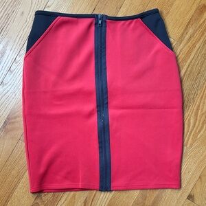 Stretchy Red Scuba Skirt